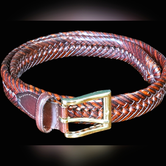 Mens 32/80 Bonded leather belt, dark brown with some red, hardly used! - Picture 1 of 4